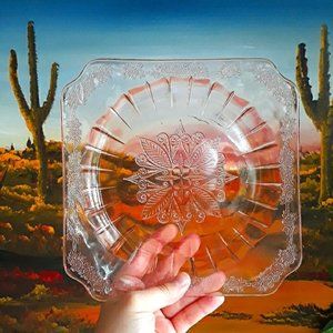 4 Vintage Jeannette Co. Pink Depression Glass Luncheon Plates